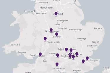 UK map with Audley villages marked