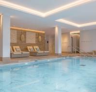 Large pool with loungers along its length
