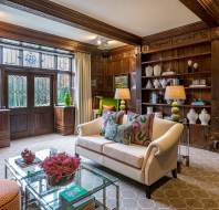 Tudor style lounge with wood panelling
