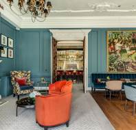 Fireside seating in grand drawing room