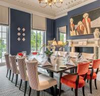 Dining room with floor-to-ceiling windows