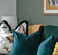 Cushions on soft sofa
