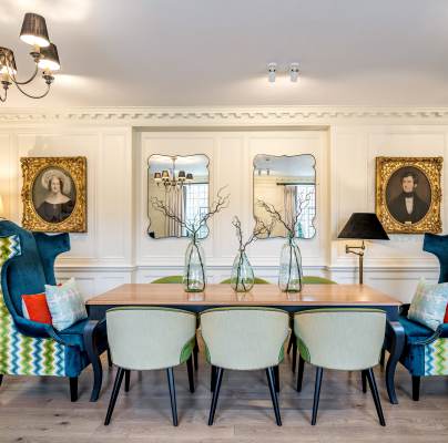 Bright dining room interior