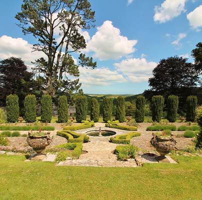 Landscaped garden under a blue sky