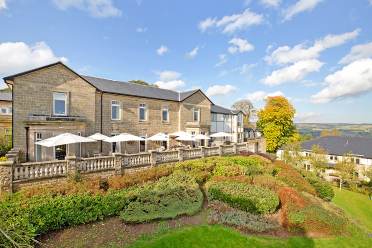 Clevedon House enjoys a commanding hilltop position View on the terrace at Clevedon House